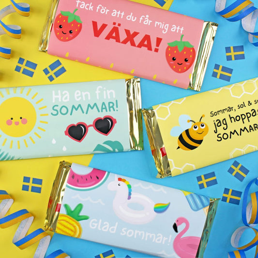 Chokladomslag med Sommartema till Lärare, Pedagoger & Klasskompisar