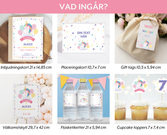 Utskrivbara Unicorn Födelsedagsdekorationer