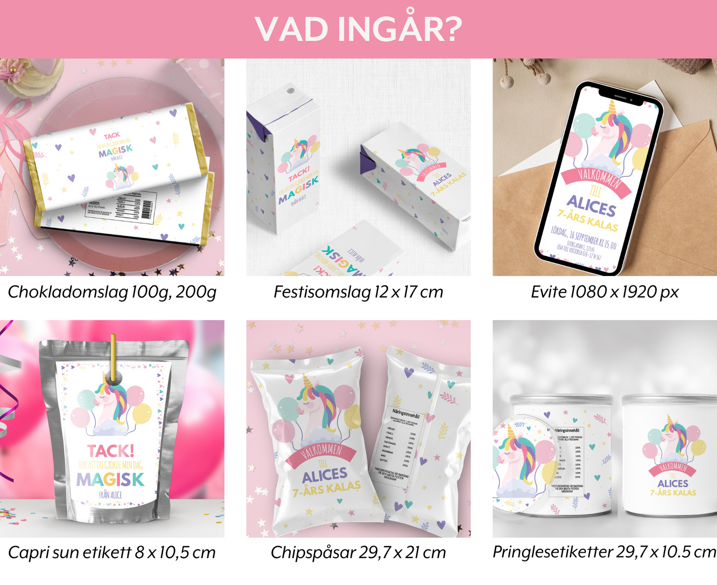 Utskrivbara Unicorn Födelsedagsdekorationer