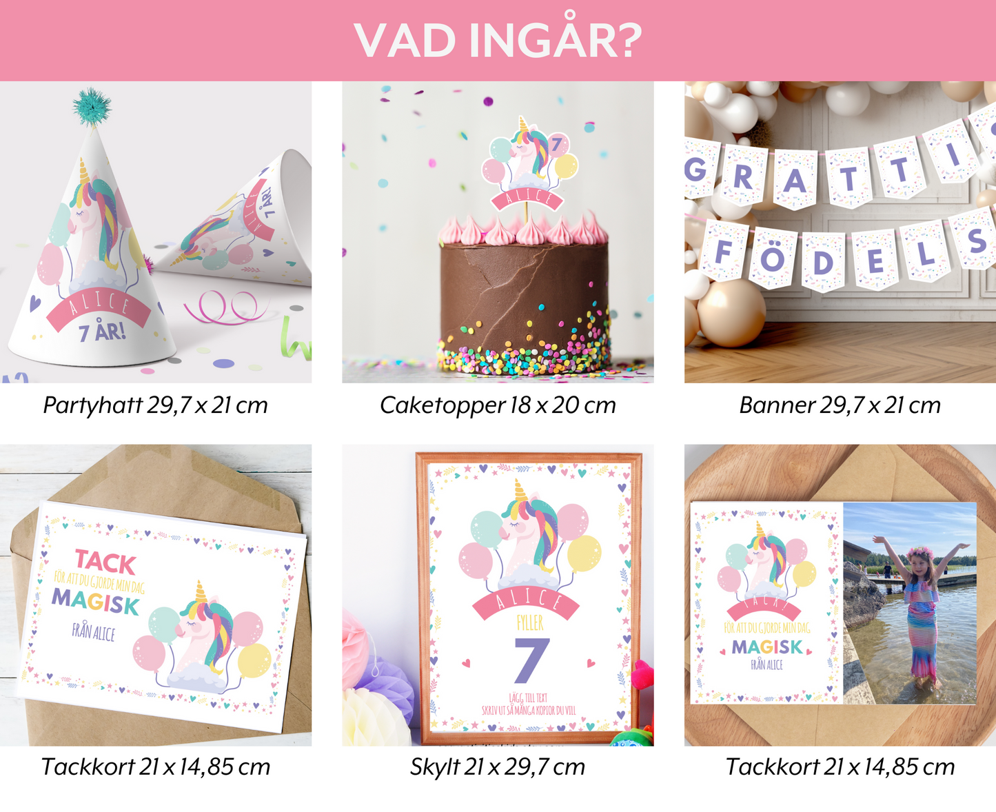 Utskrivbara Unicorn Födelsedagsdekorationer