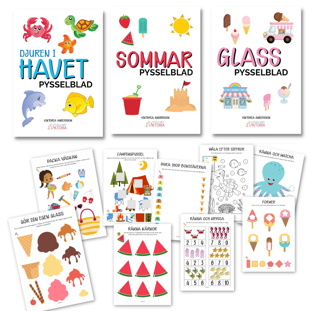 skriv ut barnpyssel djuren i havet sommar glass