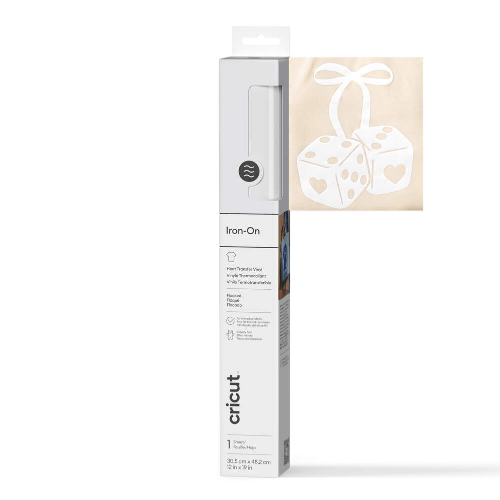 Cricut Flocked Iron-On vit – värmetransfer vinyl med sammetsliknande textur