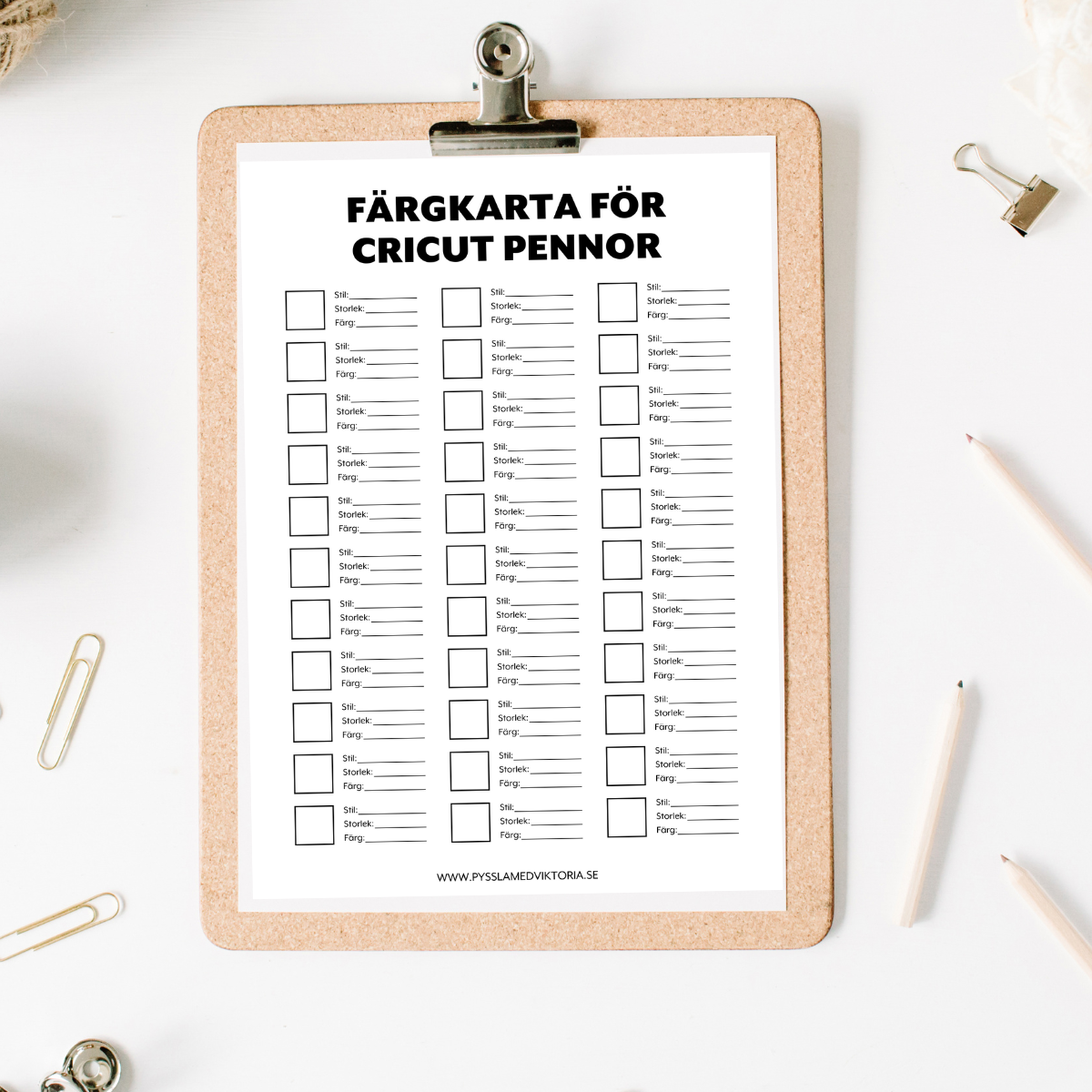 Färgkarta för Cricutpennor