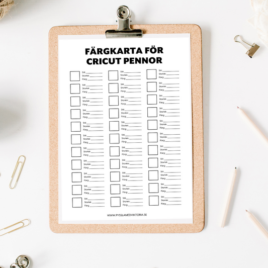 Färgkarta för Cricutpennor