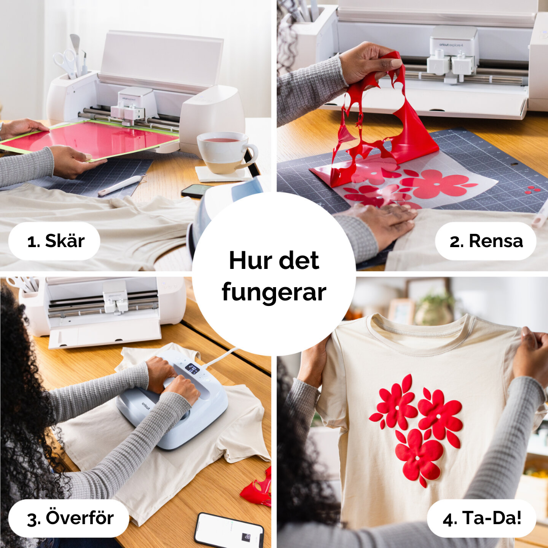 Steg för steg hur Cricut Puff Iron-On fungerar: skär, rensa, överför och färdigt resultat