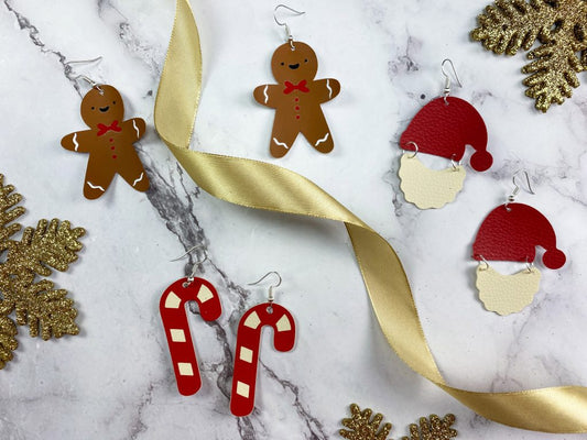 Örhängen till jul av konstläder