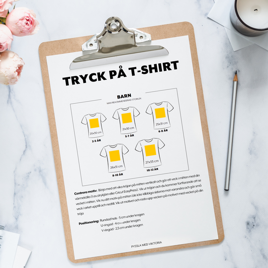 htv Tryck på barn t-shirts lathund