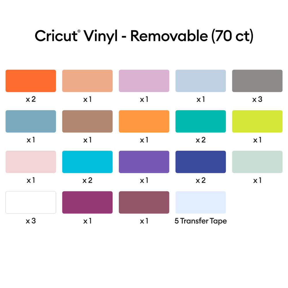 Cricut Premium Vinyl Removable 70-ark (Variety)