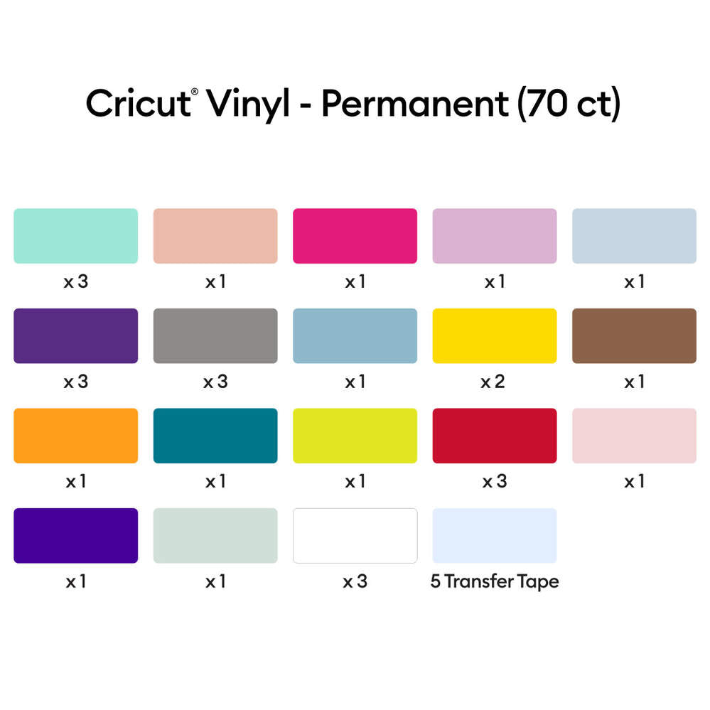 Cricut Premium Vinyl Permanent 70-ark (Variety)