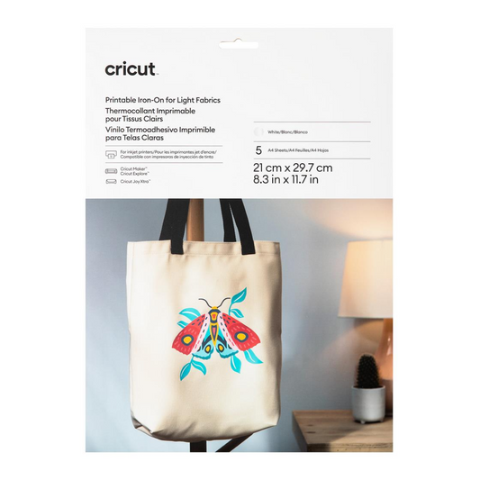 Cricut Joy Xtra Printable Iron-on Light Fabric 5-pack