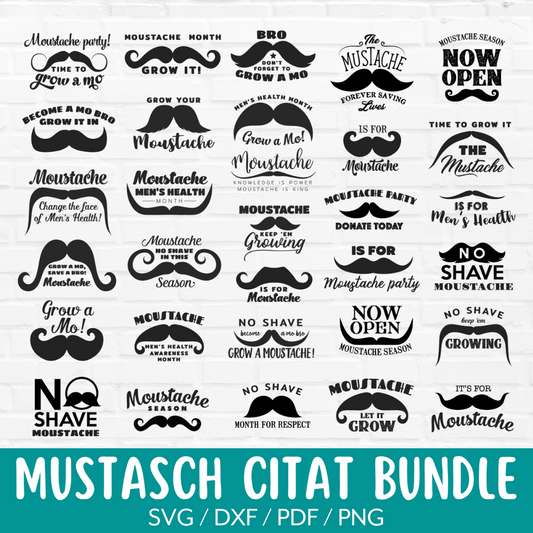 30 st Mustach Citat SVG-filer