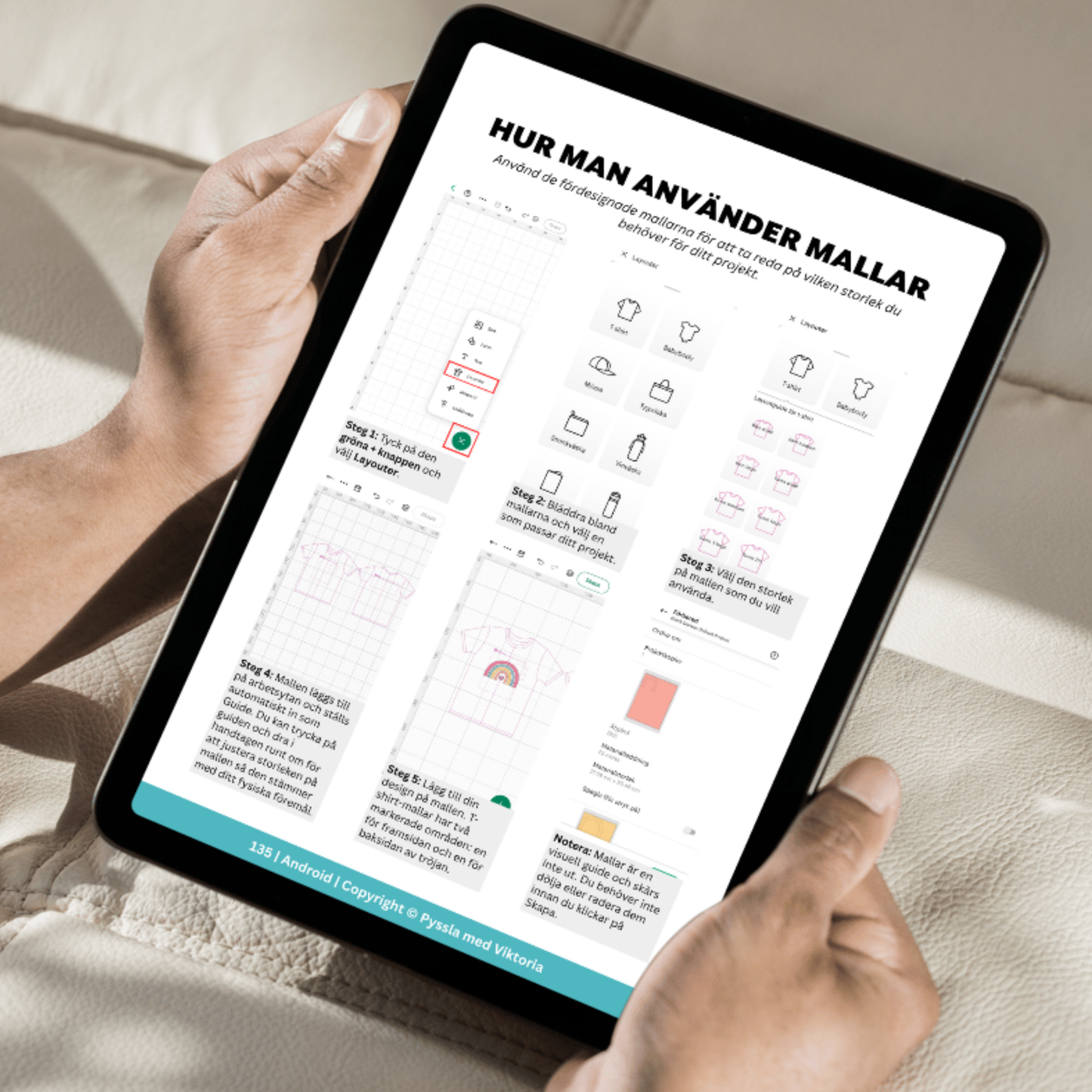 Ebok i Cricut Design Space visad på iPad med tydliga instruktioner
