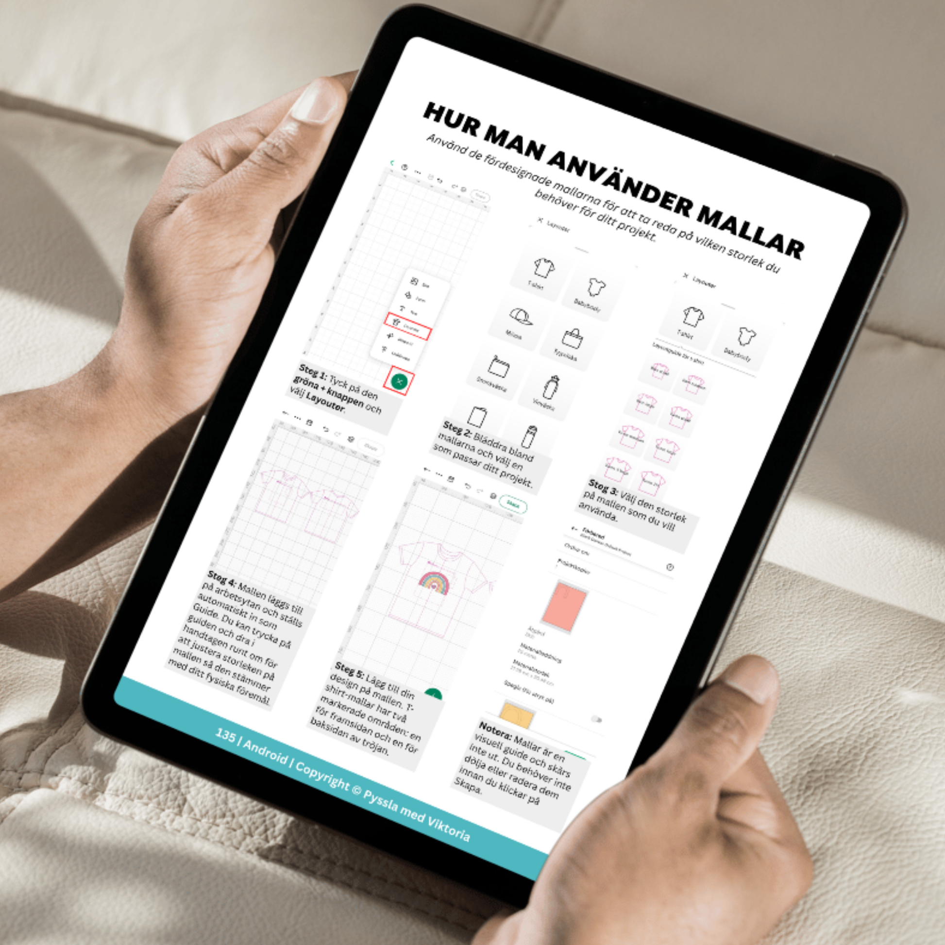 Ebok i Cricut Design Space visad på iPad med tydliga instruktioner
