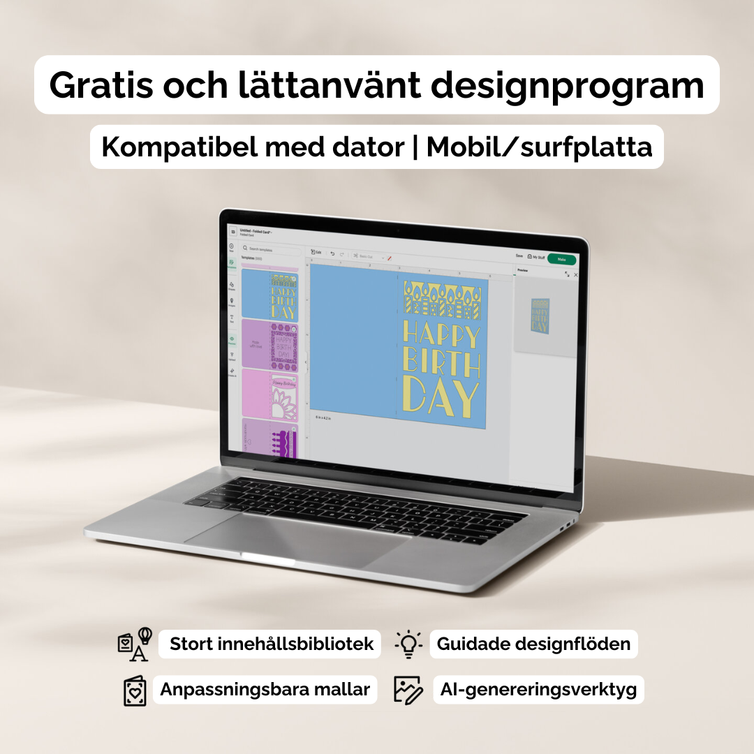 Cricut Design Space gratis designprogram på laptop