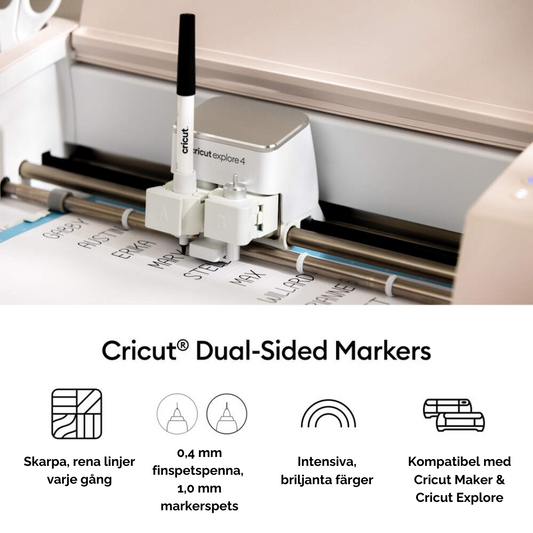Egenskaper för Cricut Dual-Sided Markers – skarpa linjer, två spetsar, briljanta färger