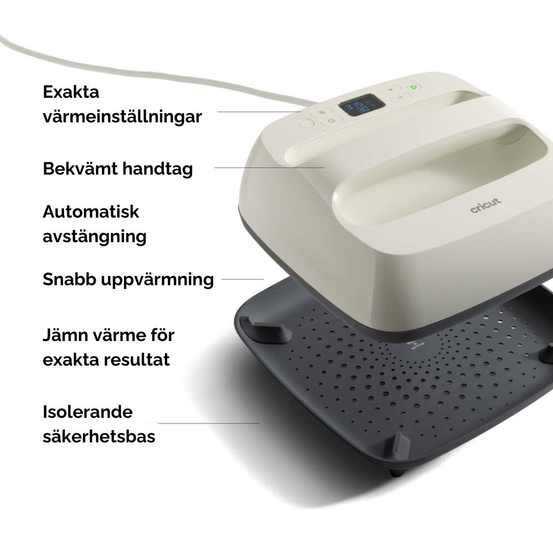 Funktioner på Cricut EasyPress SE med exakt värme och snabb uppvärmning