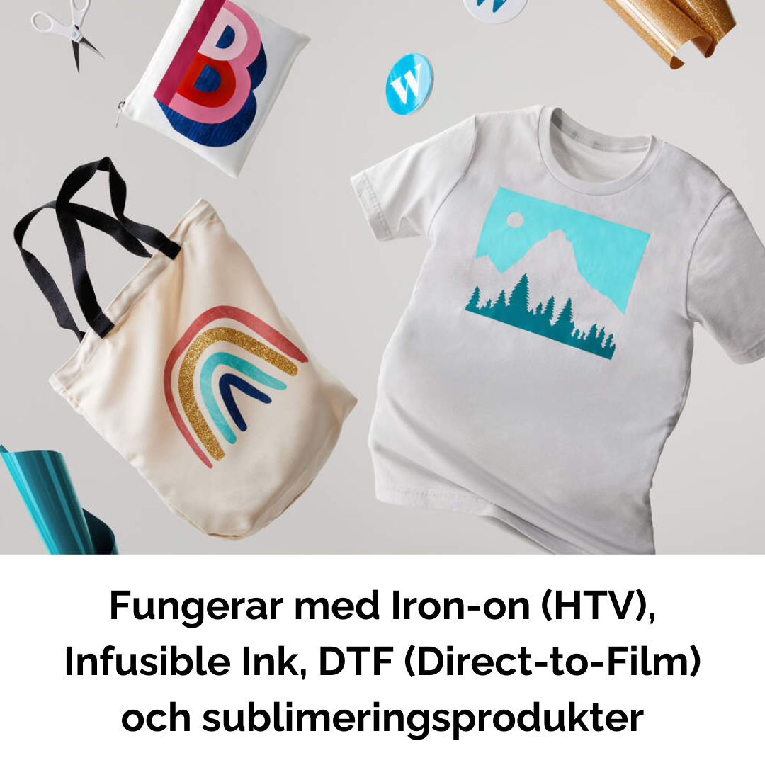 Cricut EasyPress SE fungerar med HTV, Infusible Ink, DTF och sublimering