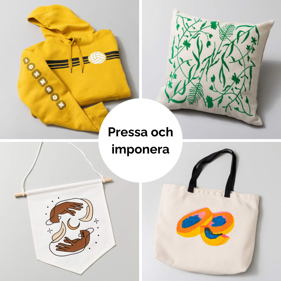 Exempel på projekt skapade med Cricut EasyPress SE värmepress