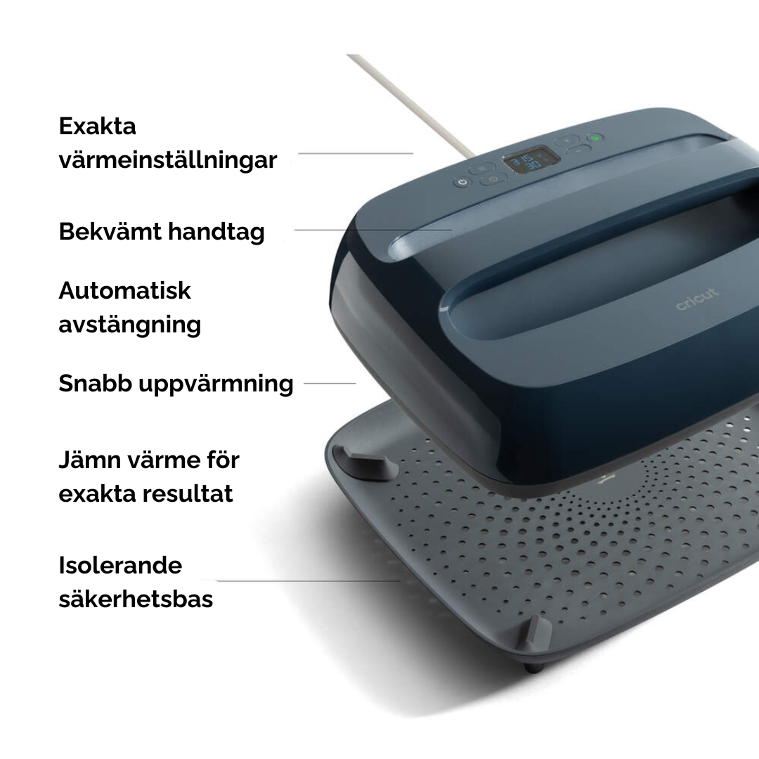 Cricut EasyPress SE Slate Blue funktioner med exakt värme och snabb uppvärmning