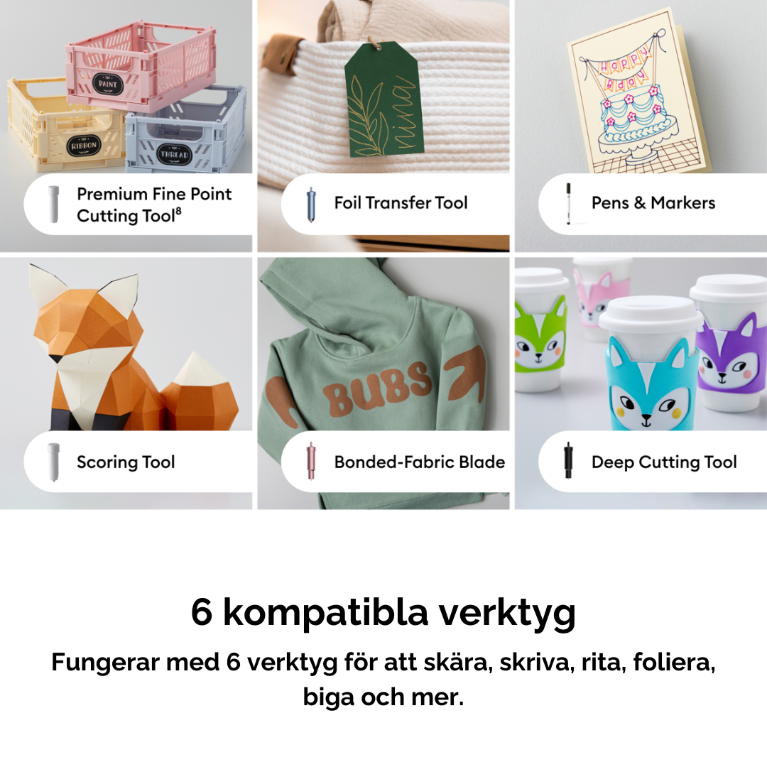 Sex kompatibla verktyg för Cricut Explore 5 inklusive scoring tool
