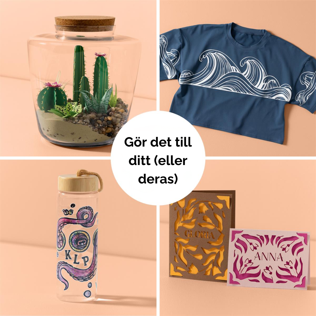 Exempel på personliga projekt gjorda med Cricut Explore 5