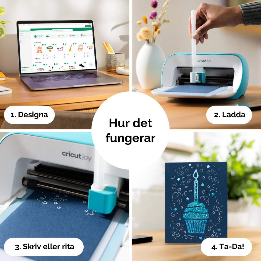 Steg-för-steg guide som visar hur Cricut Joy Opaque Acrylic Pens används i Cricut Joy för att skriva och rita.