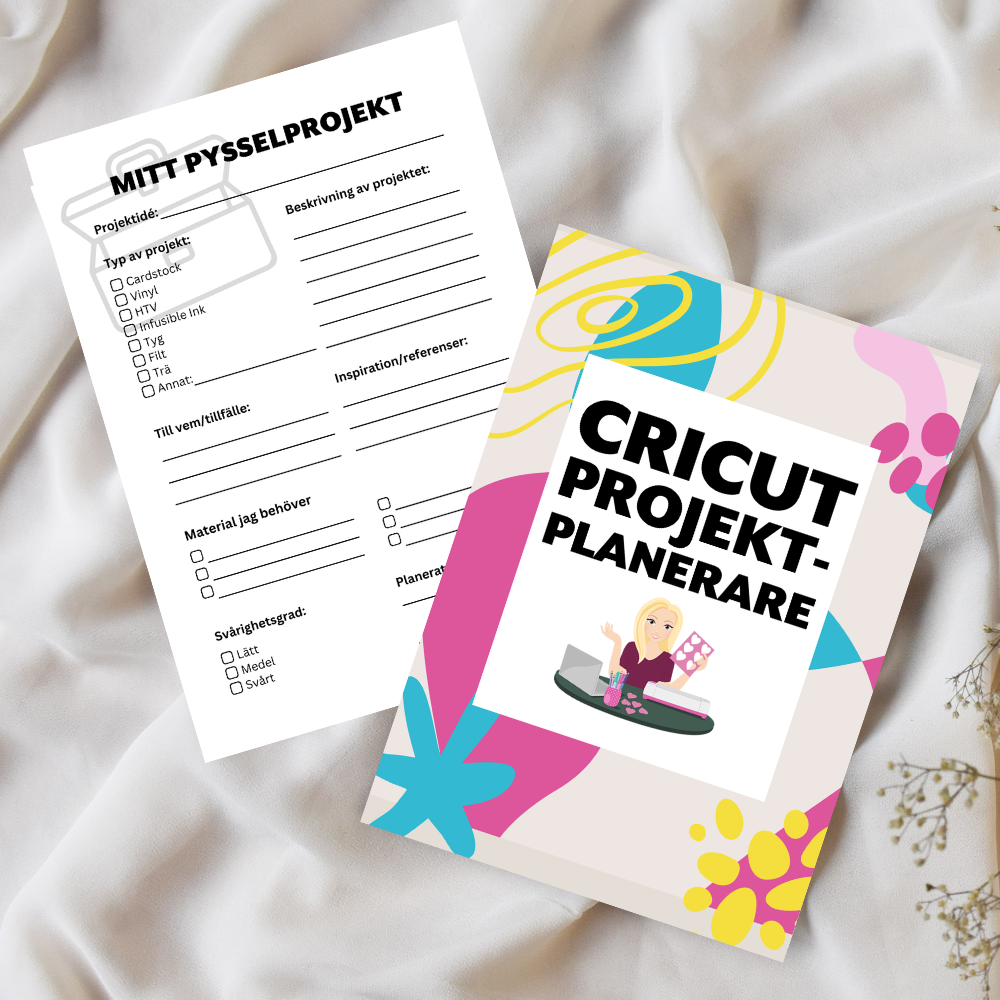 Cricut projektplanerare med projektplaneringssida och omslag – strukturera dina DIY och Cricut idéer